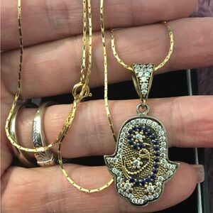 Vintage Blue & White Sapphire Necklace